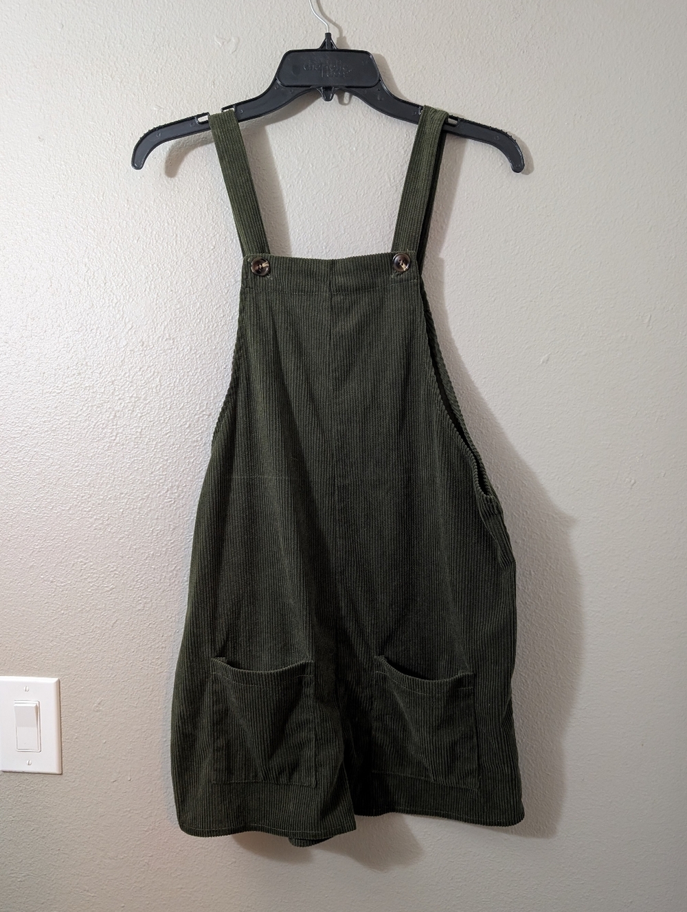 SHEIN Olive Green Corduroy Pinafore Overalls